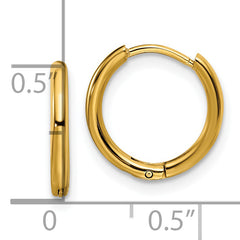 Chisel Stainless Steel Polished Yellow IP-plated 1.6mm Hinged Hoop Earrings