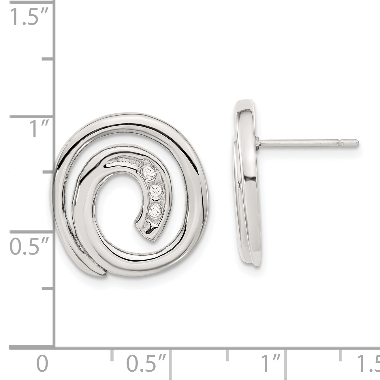 Sophia Jewelers Stainless Steel CZ Swirl Earrings Polished Gift-Ready