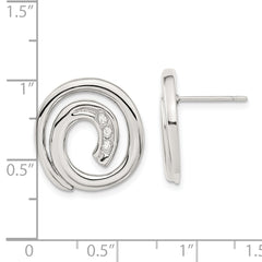 Sophia Jewelers Stainless Steel CZ Swirl Earrings Polished Gift-Ready