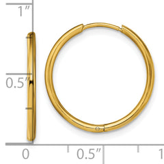 Chisel Stainless Steel Polished Yellow IP-plated 1.6mm Hinged Hoop Earrings