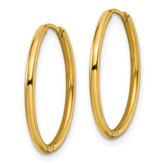 Chisel Stainless Steel Polished Yellow IP-plated 1.6mm Hinged Hoop Earrings