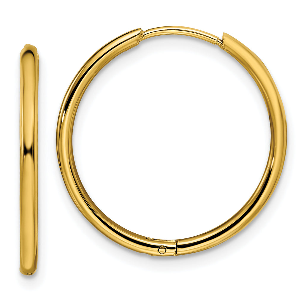 Chisel Stainless Steel Polished Yellow IP-plated 1.6mm Hinged Hoop Earrings
