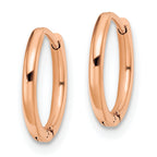 Chisel Stainless Steel Polished Rose IP-plated 1.6mm Hinged Hoop Earrings