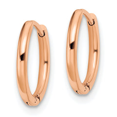 Chisel Stainless Steel Polished Rose IP-plated 1.6mm Hinged Hoop Earrings