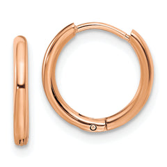 Chisel Stainless Steel Polished Rose IP-plated 1.6mm Hinged Hoop Earrings