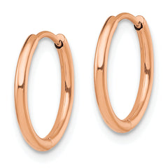 Chisel Stainless Steel Polished Rose IP-plated 1.6mm Hinged Hoop Earrings