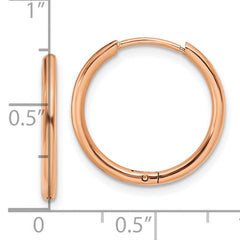 Chisel Stainless Steel Polished Rose IP-plated 1.6mm Hinged Hoop Earrings