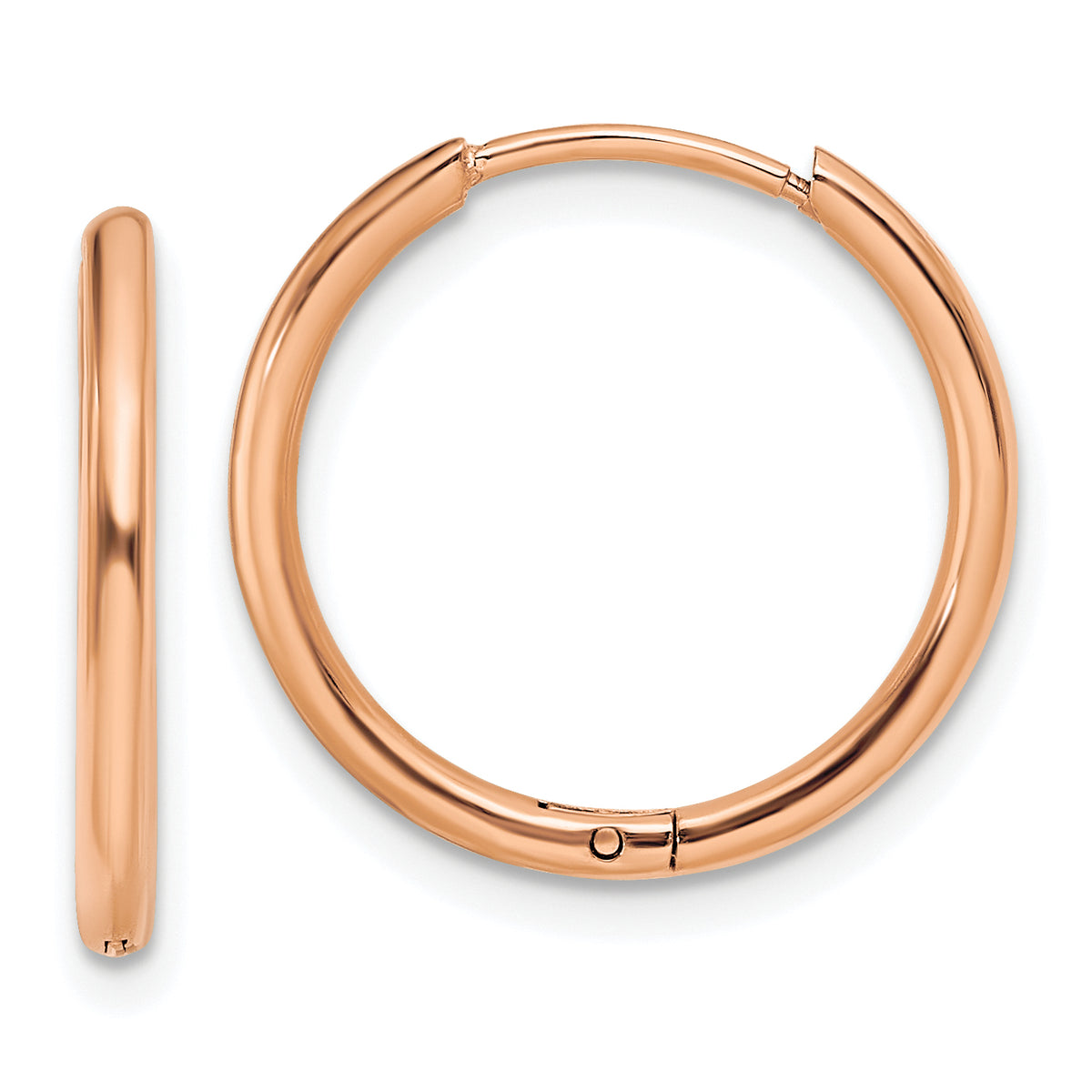 Chisel Stainless Steel Polished Rose IP-plated 1.6mm Hinged Hoop Earrings