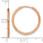 Chisel Stainless Steel Polished Rose IP-plated 1.6mm Hinged Hoop Earrings