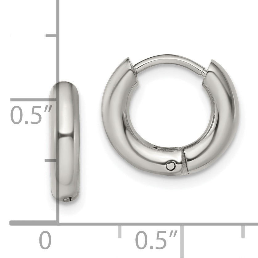 Chisel Stainless Steel Polished 3mm Hinged Hoop Earrings