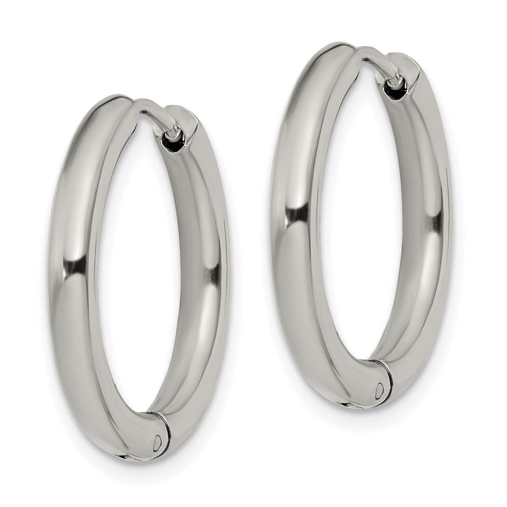 Polished Hinged Hoop Earrings in Stainless Steel