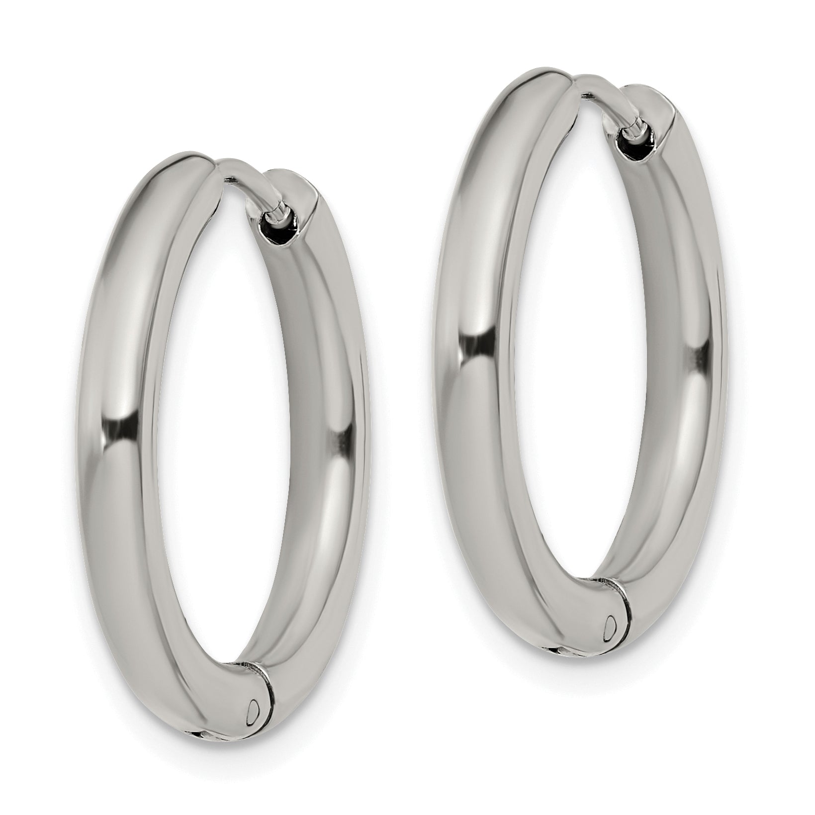 Polished Hinged Hoop Earrings in Stainless Steel