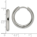Polished Hinged Hoop Earrings in Stainless Steel