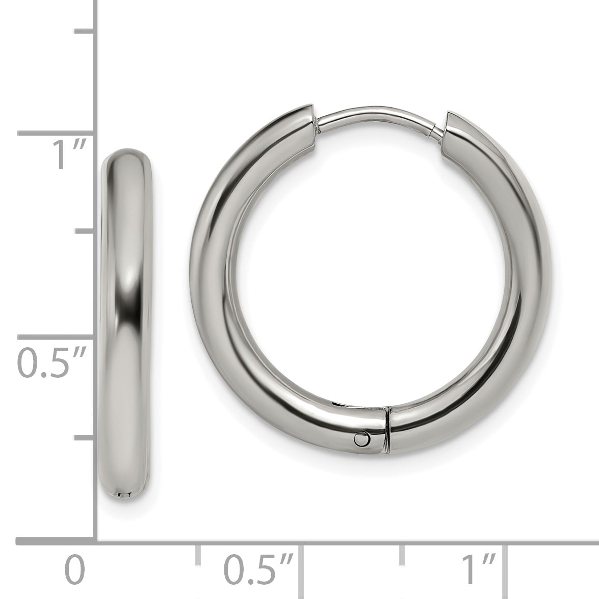 Polished Hinged Hoop Earrings in Stainless Steel