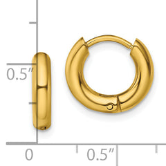 Chisel Stainless Steel Polished Yellow IP-plated 3mm Hinged Hoop Earrings