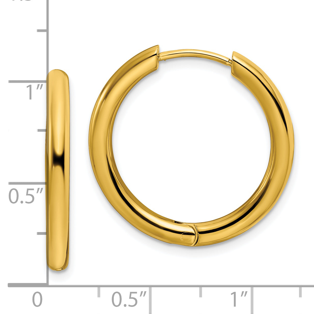 Chisel Stainless Steel Polished Yellow IP-plated 3mm Hinged Hoop Earrings