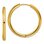 Chisel Stainless Steel Polished Yellow IP-plated 3mm Hinged Hoop Earrings