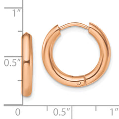 Chisel Stainless Steel Polished Rose IP-plated 3mm Hinged Hoop Earrings