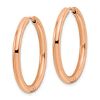 Chisel Stainless Steel Polished Rose IP-plated 3mm Hinged Hoop Earrings