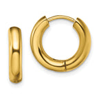 Chisel Stainless Steel Polished Yellow IP-plated 3.5mm Hinged Hoop Earrings