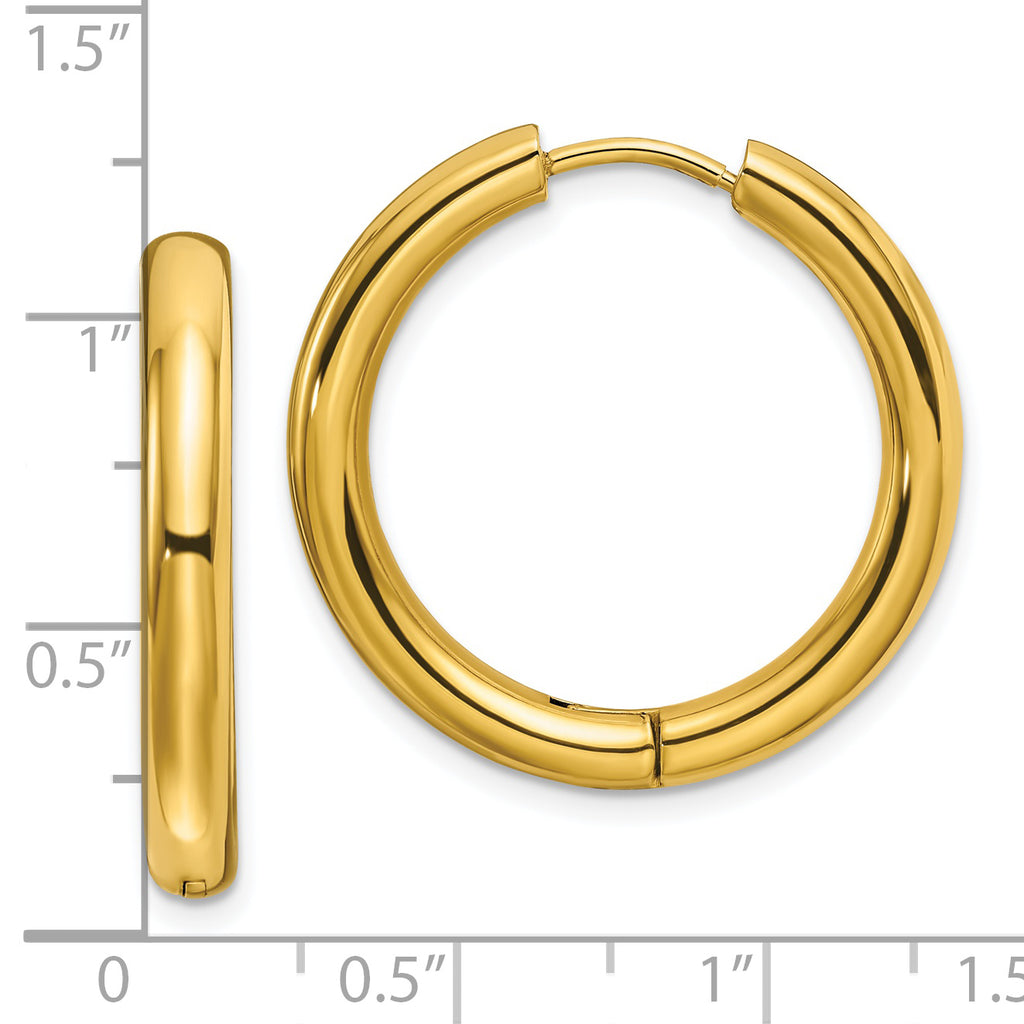 Chisel Stainless Steel Polished Yellow IP-plated 3.5mm Hinged Hoop Earrings