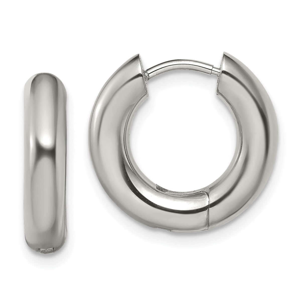 Chisel Stainless Steel Polished 4mm Hinged Hoop Earrings