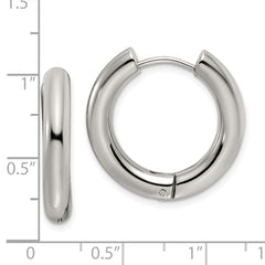 Chisel Stainless Steel Polished 4mm Hinged Hoop Earrings