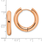 Chisel Stainless Steel Polished Rose IP-plated 4mm Hinged Hoop Earrings