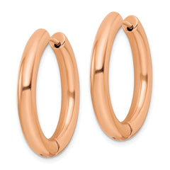 Chisel Stainless Steel Polished Rose IP-plated 4mm Hinged Hoop Earrings