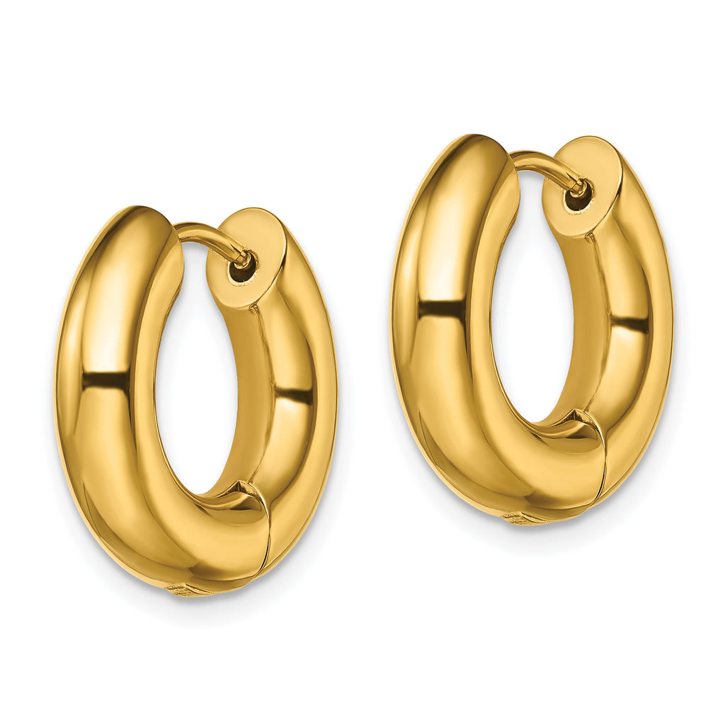 Chisel Stainless Steel Polished Yellow IP-plated 5mm Hinged Hoop Earrings