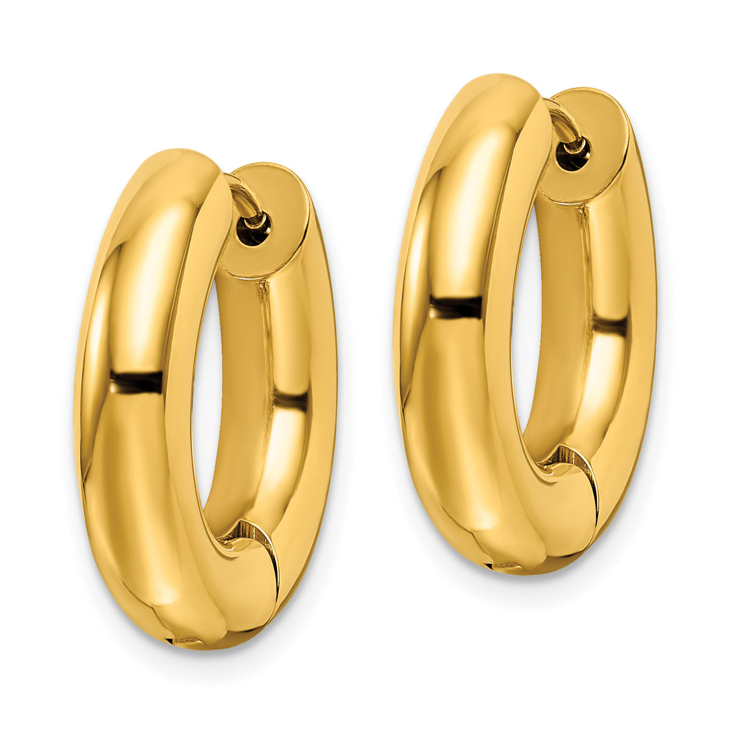 Chisel Stainless Steel Polished Yellow IP-plated 5mm Hinged Hoop Earrings