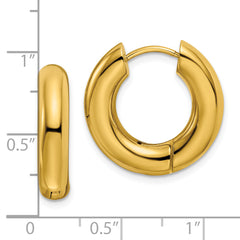 Chisel Stainless Steel Polished Yellow IP-plated 5mm Hinged Hoop Earrings