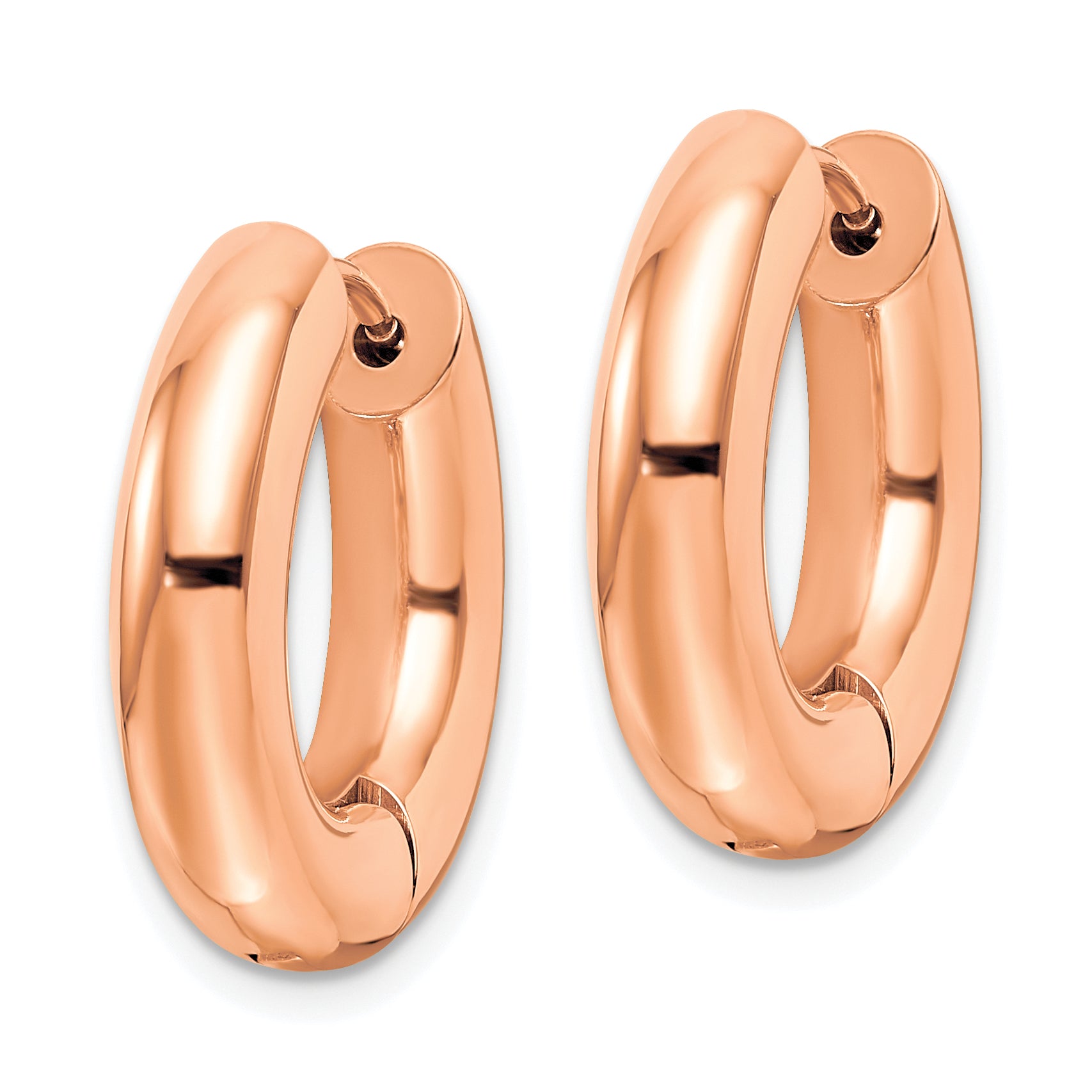 Chisel Stainless Steel Polished Rose IP-plated 5mm Hinged Hoop Earrings