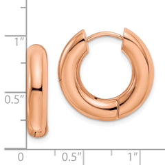 Chisel Stainless Steel Polished Rose IP-plated 5mm Hinged Hoop Earrings