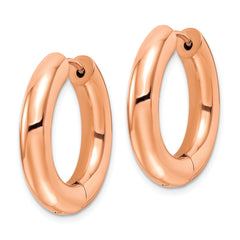 Chisel Stainless Steel Polished Rose IP-plated 5mm Hinged Hoop Earrings
