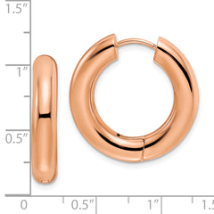 Chisel Stainless Steel Polished Rose IP-plated 5mm Hinged Hoop Earrings