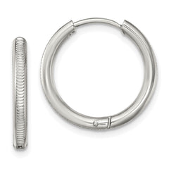 Chisel Stainless Steel Polished and Textured 2.5mm Hinged Hoop Earrings