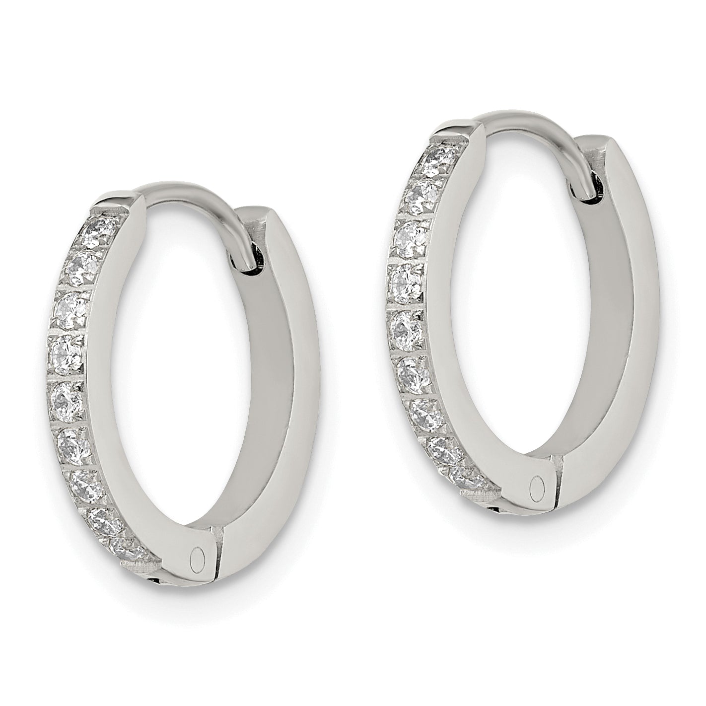 Chisel Stainless Steel Polished with Preciosa Crystal 2mm Hinged Hoop Earrings
