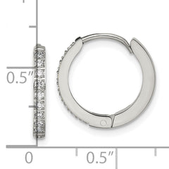 Chisel Stainless Steel Polished with Preciosa Crystal 2mm Hinged Hoop Earrings