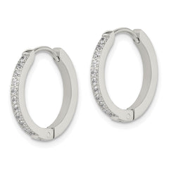 Chisel Stainless Steel Polished with Preciosa Crystal 2mm Hinged Hoop Earrings
