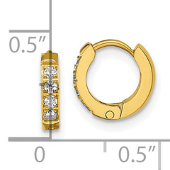 Chisel Stainless Steel Polished Yellow IP-plated with Preciosa Crystal Hinged Hoop Earrings