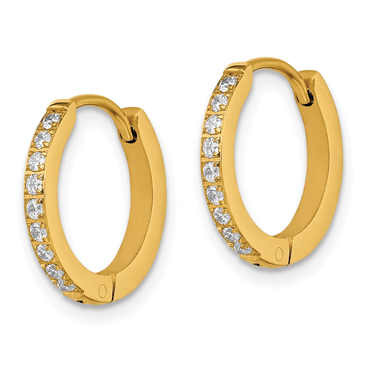 Crystal Hinged Hoop Earrings in Gold-Tone Stainless Steel