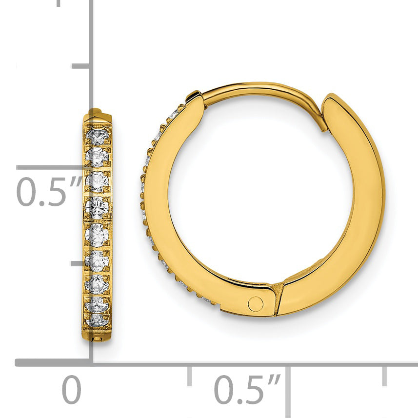 Crystal Hinged Hoop Earrings in Gold-Tone Stainless Steel