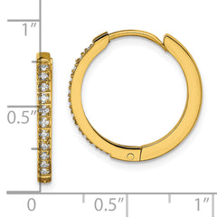 Chisel Stainless Steel Polished Yellow IP-plated with Preciosa Crystal Hinged Hoop Earrings