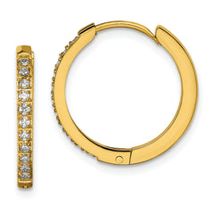 Chisel Stainless Steel Polished Yellow IP-plated with Preciosa Crystal Hinged Hoop Earrings