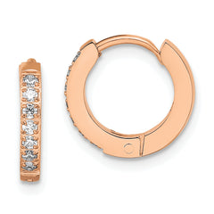 Chisel Stainless Steel Polished Rose IP-plated with Preciosa Crystal Hinged Hoop Earrings