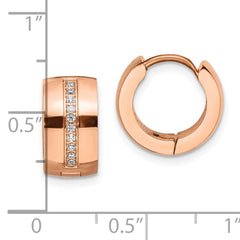 Chisel Stainless Steel Polished Rose IP-plated with Preciosa Crystal Hinged Hoop Earrings
