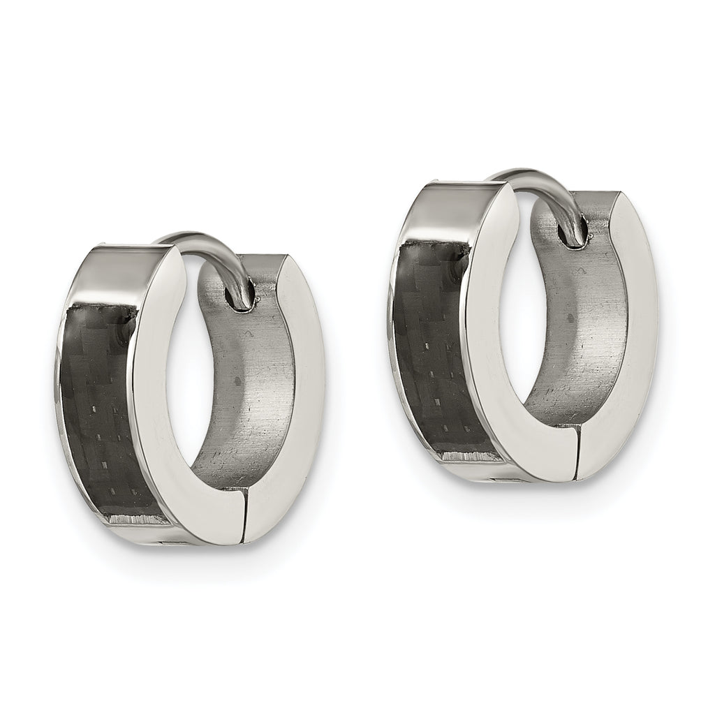 Carbon Fiber Inlay Hoop Earrings in Stainless Steel