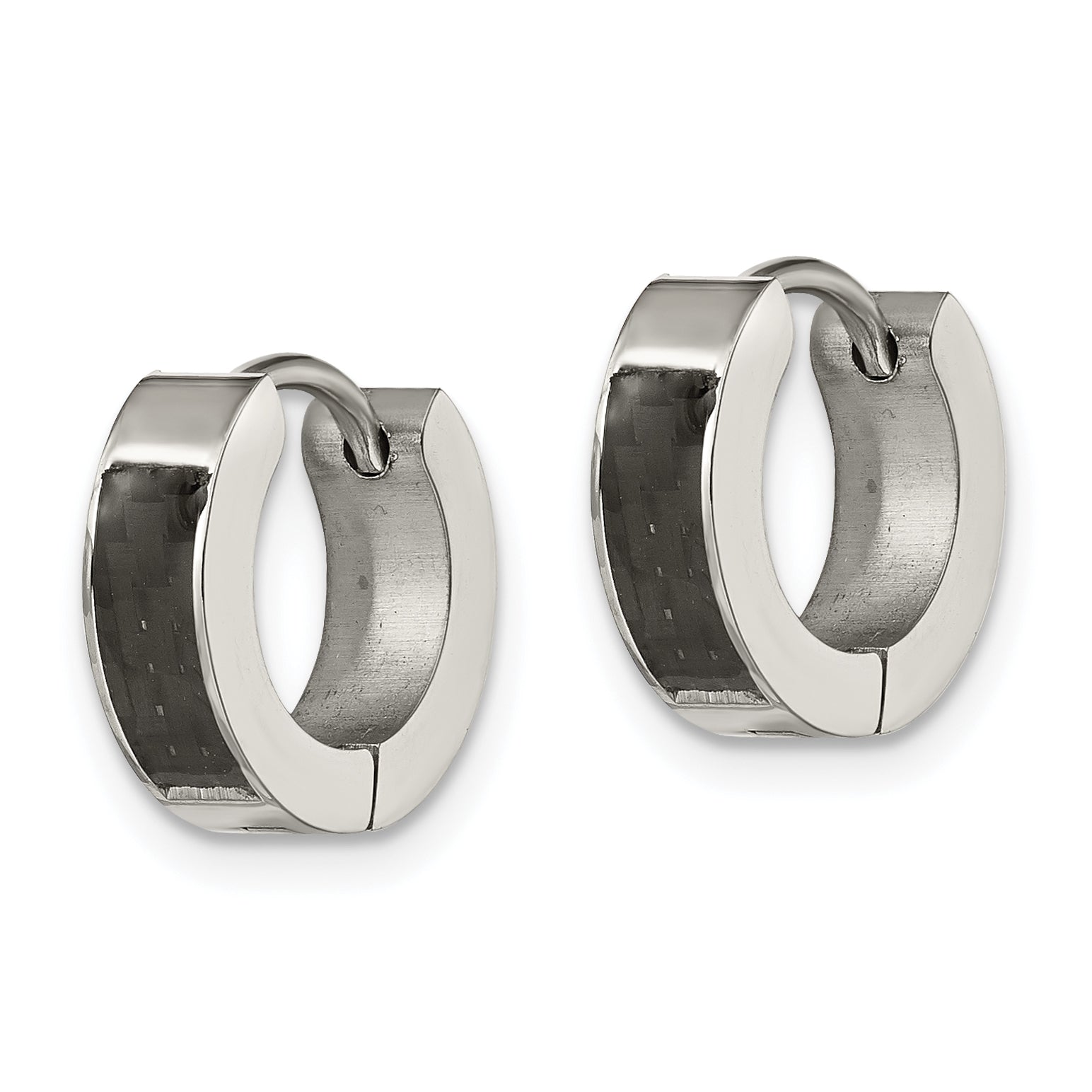 Carbon Fiber Inlay Hoop Earrings in Stainless Steel