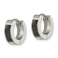 Chisel Stainless Steel Polished with Carbon Fiber Inlay 4mm Hinged Hoop Earrings